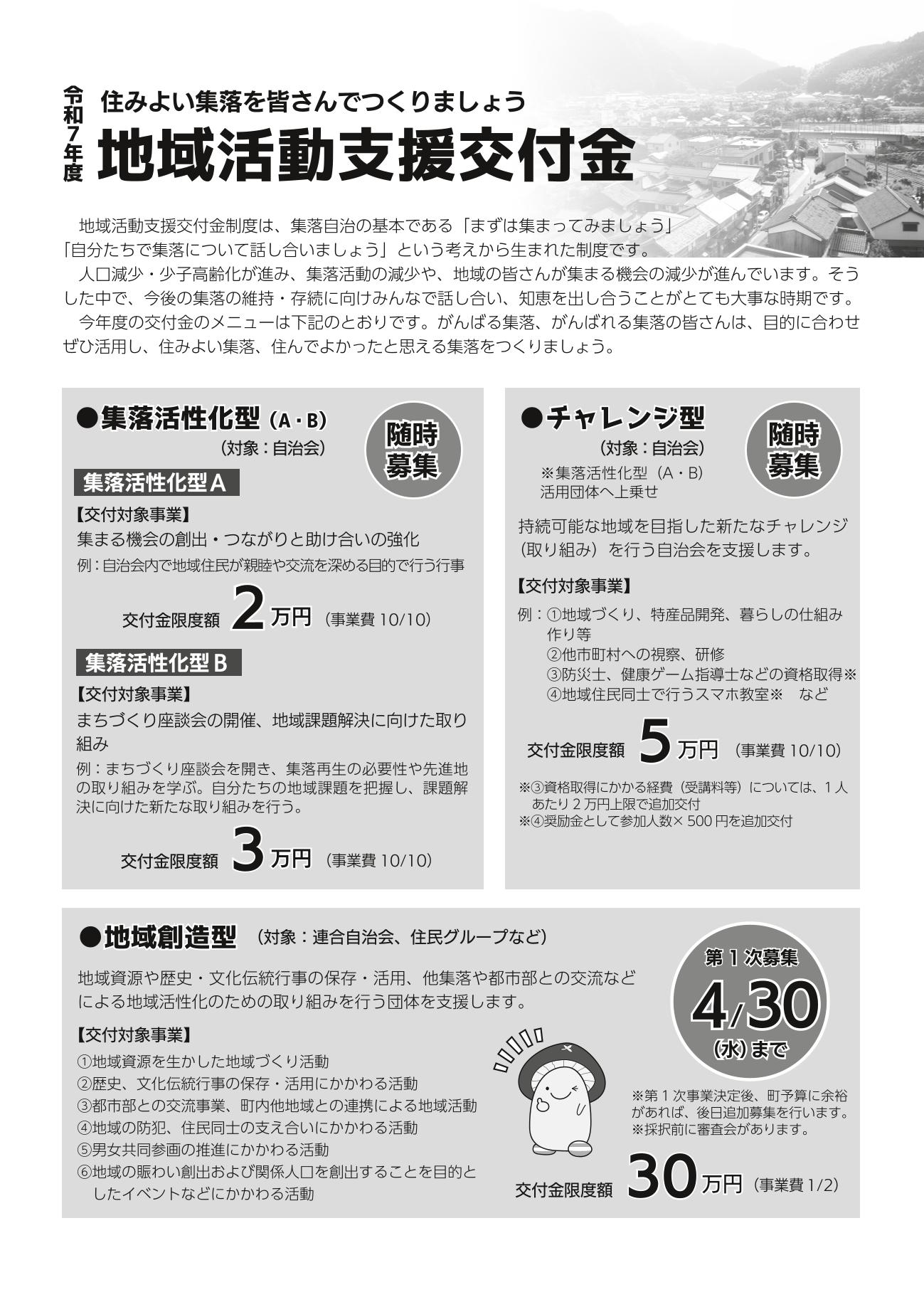 地域活動支援交付金案内